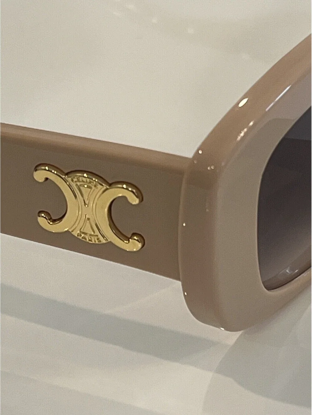 $510 CELINE PARIS CL40216U 57F Shiny Solid Nude Sunglasses
